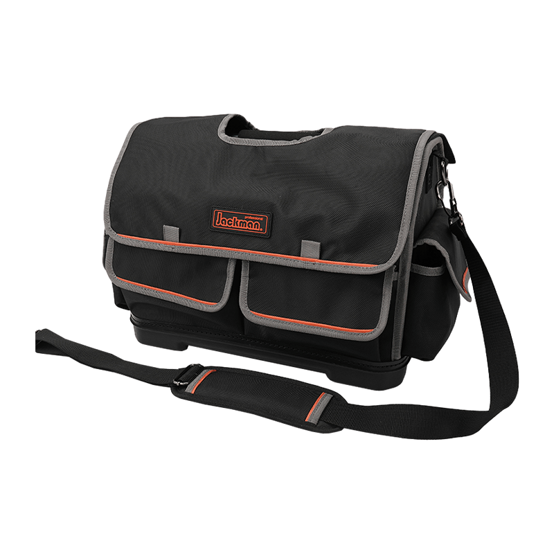 BOLSO PARA HERRAMIENTAS CON MANGO DE BARRA DE S.S. DE 18' CON CUBIERTA, NEGRO/NARANJA, HECHO DE 1680D JKB-88519