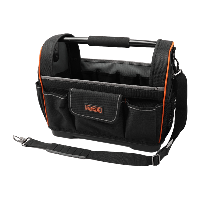 MANGO DE BARRA DE ACERO NEGRO DE 16 ', 18 BOLSILLOS, DIA.22MM, BOLSA PARA HERRAMIENTAS CON FONDO DURO IMPERMEABLE JKB-73319-16