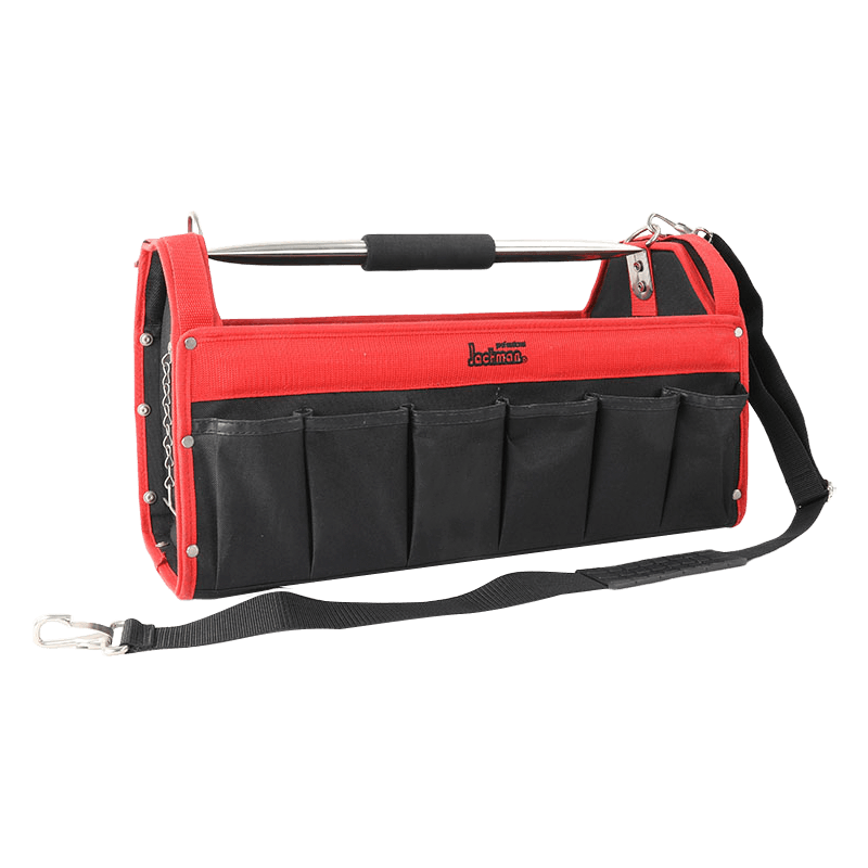 Bolsa abierta para herramientas de 20' para 44 propósitos con asa de tubo de acero inoxidable JKB-243A-20
