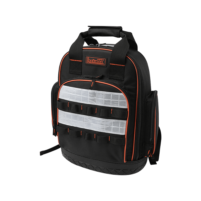 MOCHILA PARA HERRAMIENTAS CON FONDO DURO PARA TRABAJO PESADO, TIRA REFLECTANTE DE 5 CM DE ANCHO JKB-639H19