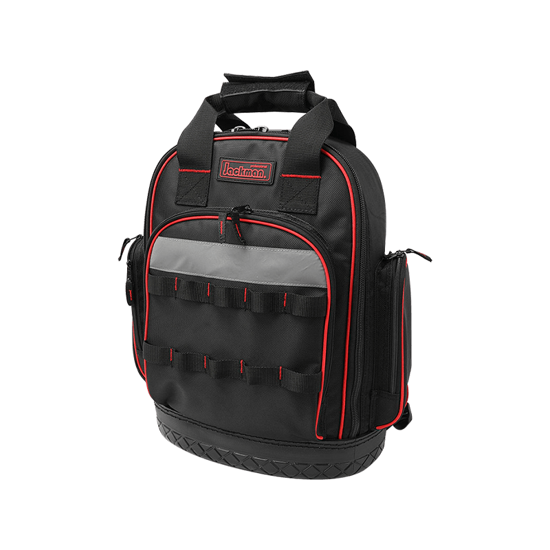 MOCHILA PARA HERRAMIENTAS CON FONDO DURO PARA TRABAJO PESADO, TIRA REFLECTANTE DE 5 CM DE ANCHO JKB-639H19