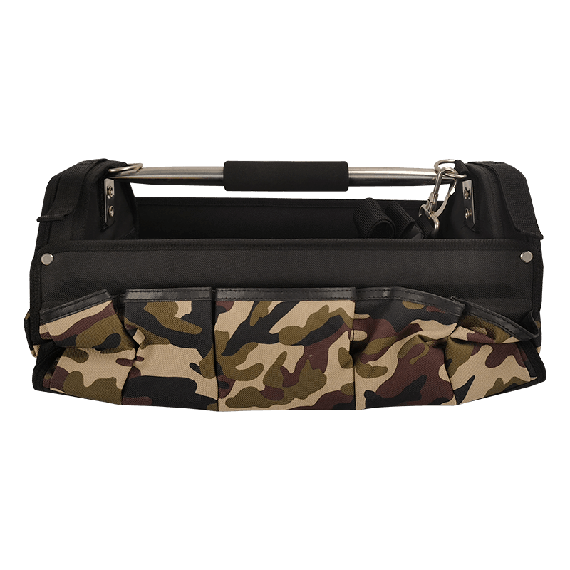 Bolso tote de herramientas abierto plegable de 17 'para 30 propósitos camo con asa de tubo ss JKB-243P17-3
