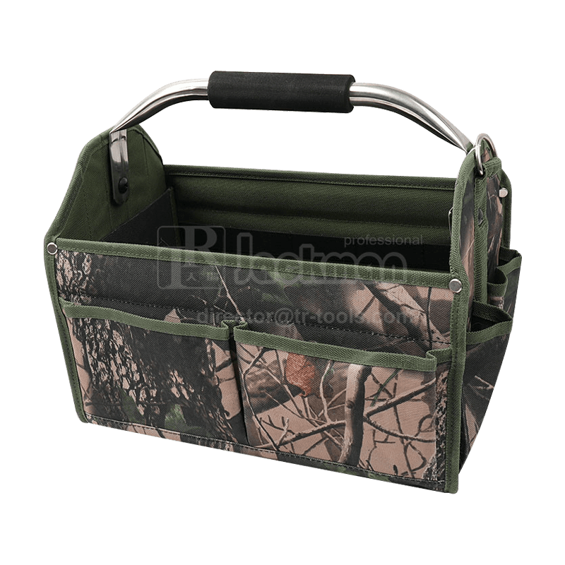 Bolso de mano plegable para herramientas abierto de 14 'camuflaje con mango de tubo giratorio ss JKB-295J16-CA