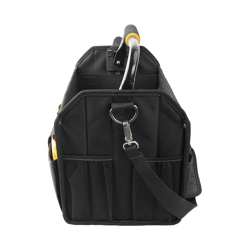 BOLSA DE HERRAMIENTAS PLEGABLE DE 17' CON MANGO DE BARRA DE ACERO GIRATORIO, SERIE 700 NEGRO/AMARILLO, HECHO DE 1680D JKB-85719-17