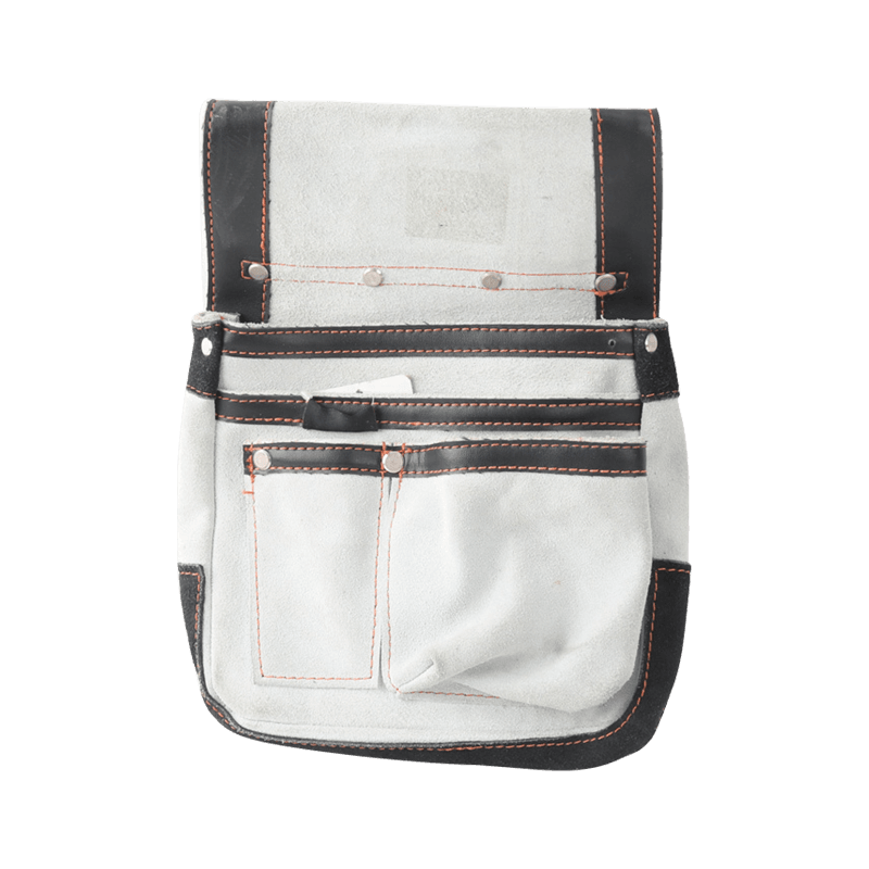 BOLSA DE HERRAMIENTAS DE CINTURA MULTIUSOS DE CUERO BOVINO SPLUT DE ANTE BLANCO CON 4 BOLSILLOS JKB-42913