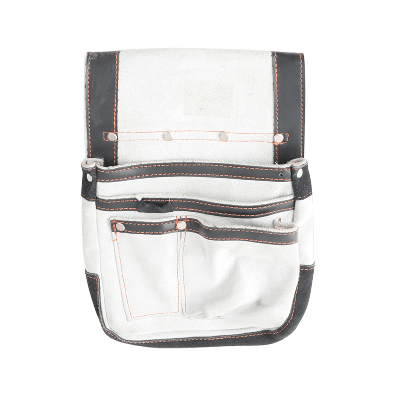 BOLSA DE HERRAMIENTAS DE CINTURA MULTIUSOS DE CUERO BOVINO SPLUT DE ANTE BLANCO CON 4 BOLSILLOS JKB-42913